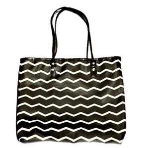 Macy"s Black and White Chevron Tote Bag